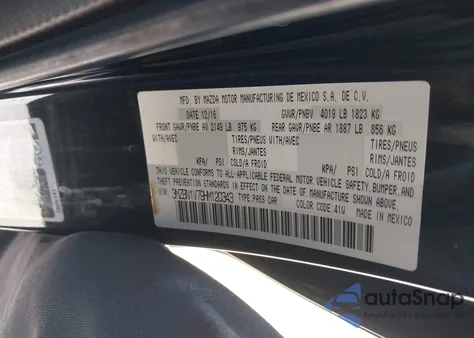 2017 Mazda Mazda3 Touring z USA, uszkodzony, nr VIN 3MZBN1V79HM120343